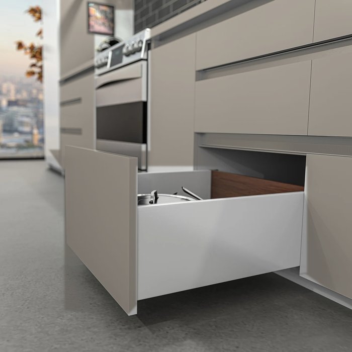 DTC Magic Pro Slim Double-Wall Drawer, Soft Close, H 236 mm x L 500 mm, Silk White