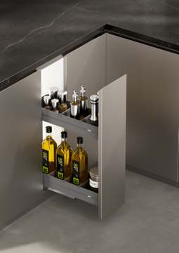 DTC AXERA Aluminum Narrow Pull-Out, 200 mm Cabinet, Grey Matt