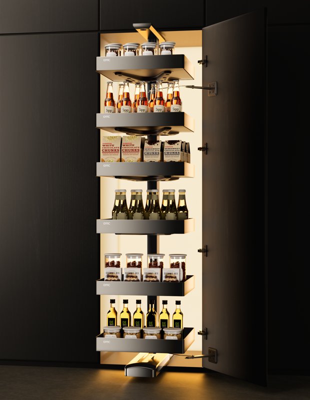 DTC AXERA VERTO Multi-Level Tall Pantry Pull-Out, 600 mm Cabinet