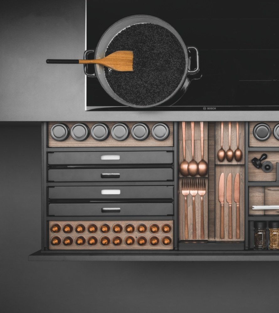 VIBO SpaceLock Cutlery Organizer, Flat Black