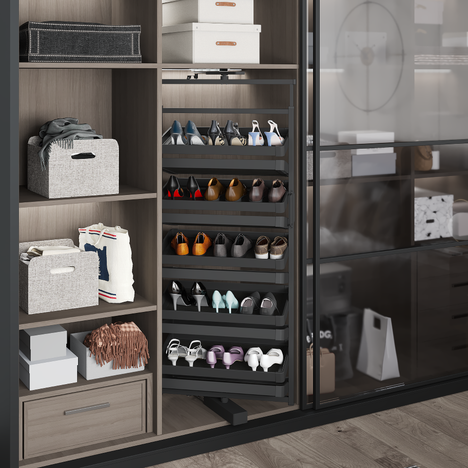 DEPARTAMENTS TURNING SHOE RACK WITH TELESCOPIC RAIL 800MM