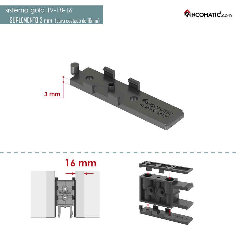 SPACER CLIP GOLA 3MM FOR 16MM